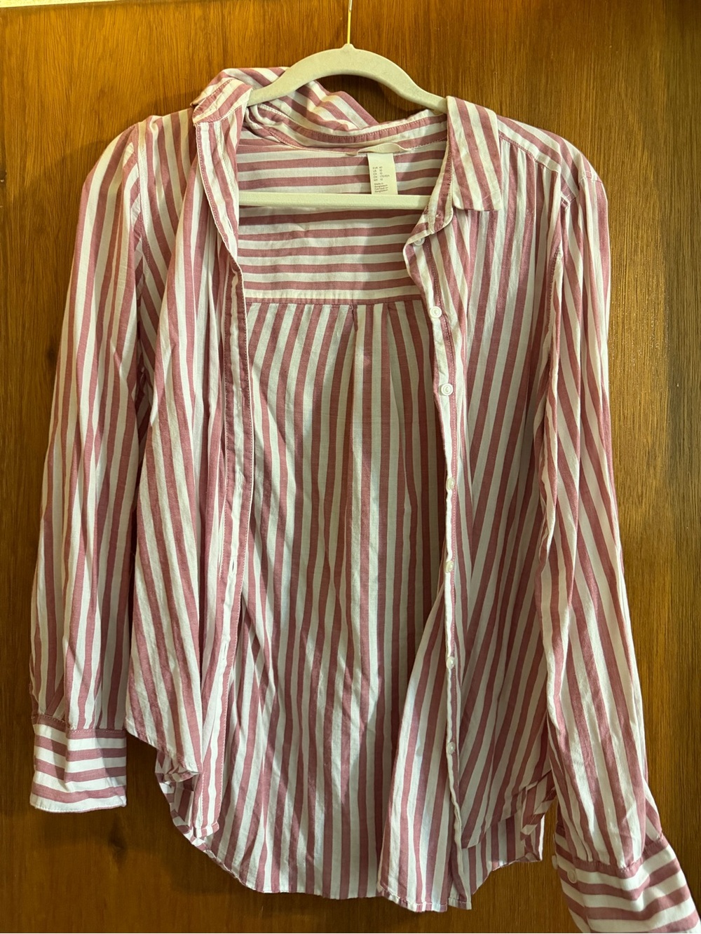 H&M Pink and White Striped Button-Down Shirt